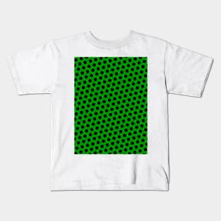 Pattern hexagonal green on black background Kids T-Shirt